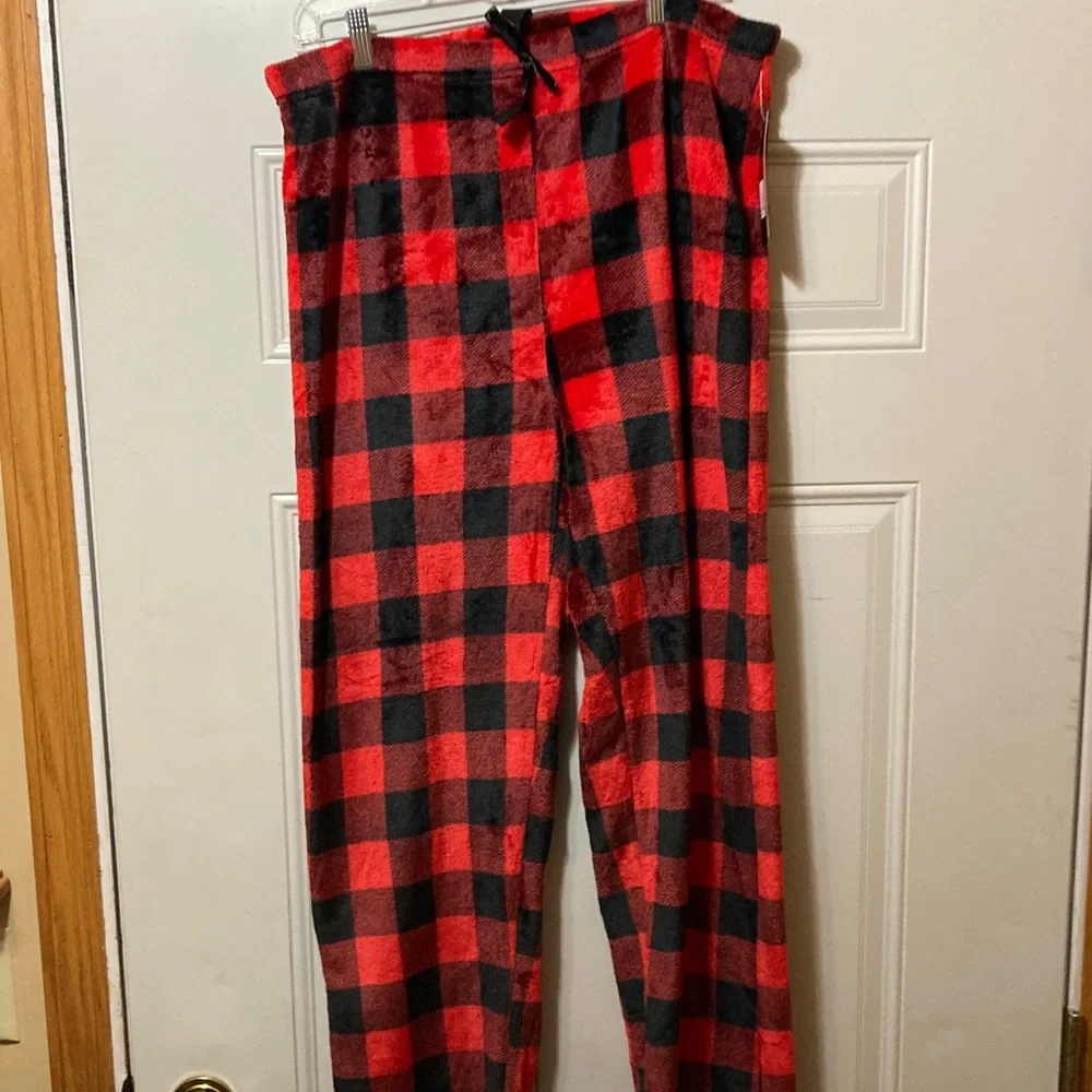 Red‎ & Black Buffalo Plaid Fleece Lounge Pants XL NWT